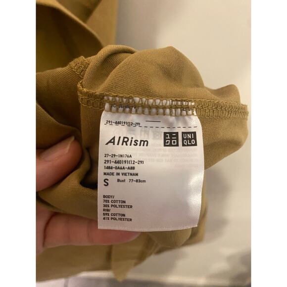 Uniqlo AIRism T Shirt Tan Dress Womens Crew Neck Short Sleeve Lagenlook Small - Picture 6 of 10